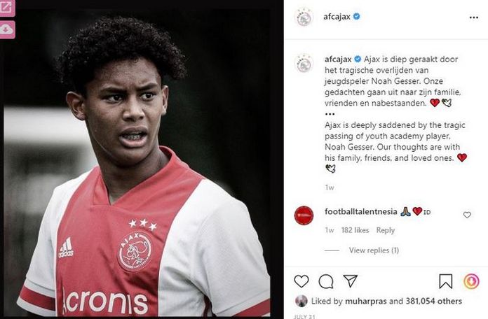 Noah Gesser Ajax - Instagram AFC Ajax